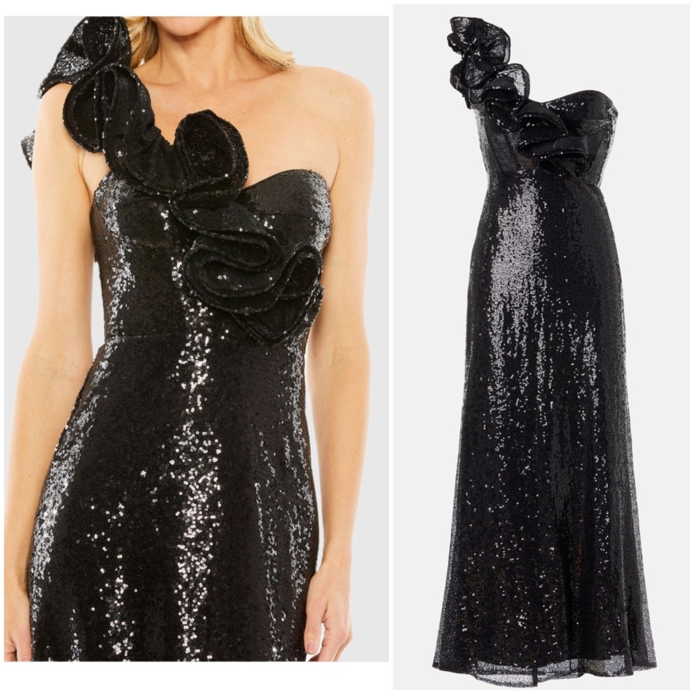 Elegant Black Sequin Maxi Dress